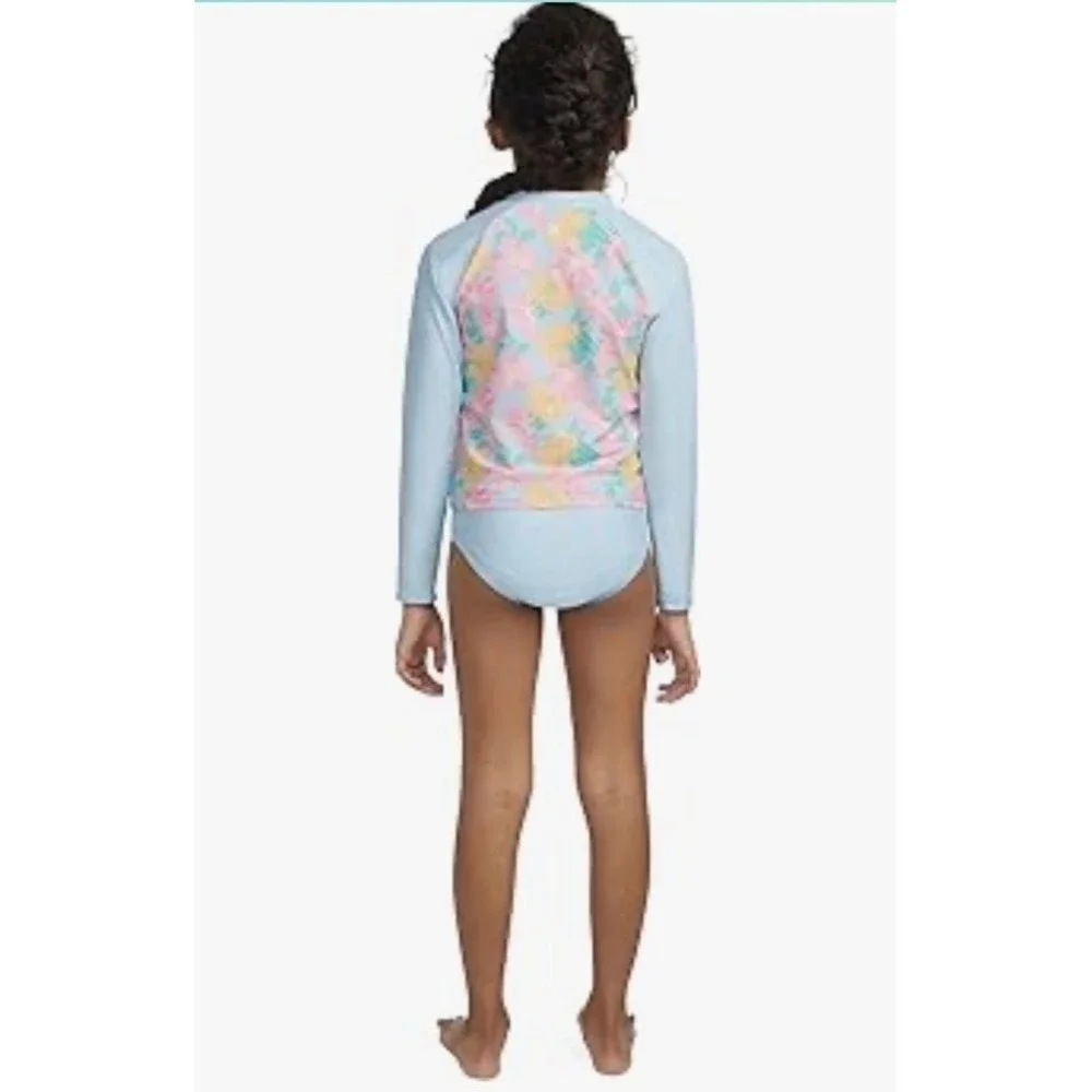 Hurley‎ Girls' 12 Long Sleeve Rash Guard Shirt 2-Piece Swimsuit 487775-BIC Blue